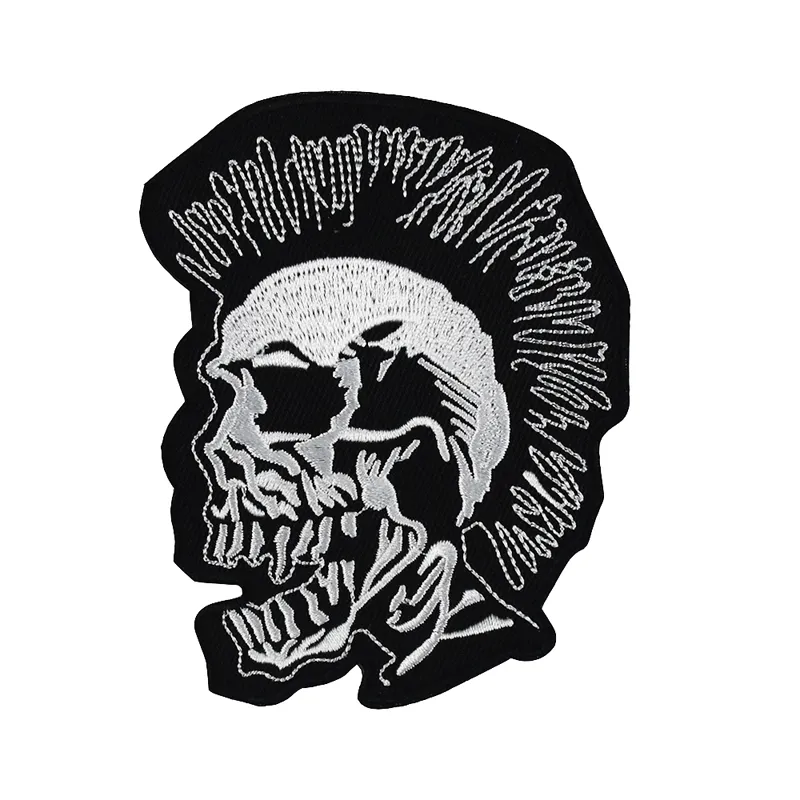 Musik Punk Skull Sömnadsbegrepp Musik Rock Broderi Lappar För Kläder Skjortor Jacka Iron On Patch