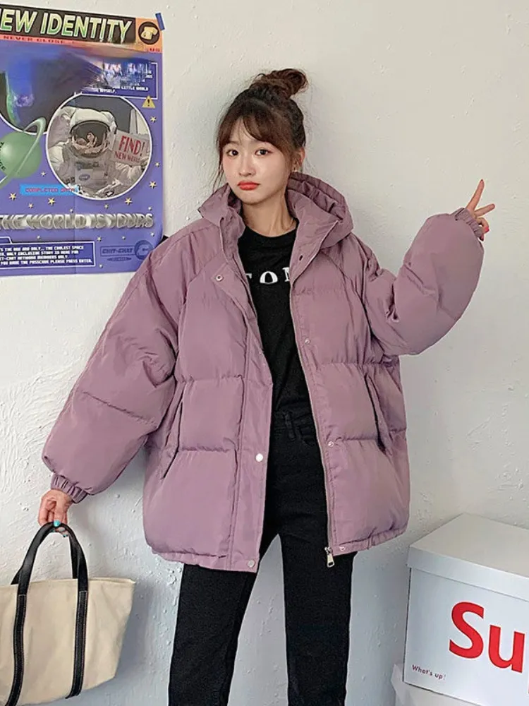 Parkas en duvet pour femmes manteau d'hiver femmes veste en coton rembourré femme coréenne à capuche lâche Harajuku veste femmes chaud épais Parkas courts Mujer 220930