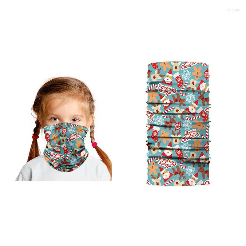 Bandanas Kids Christmas Print Bandana Face Mask Outdoor Sunscreen Balaclava Ski Motorcycle Cycling Neck Cover Warm Windproof