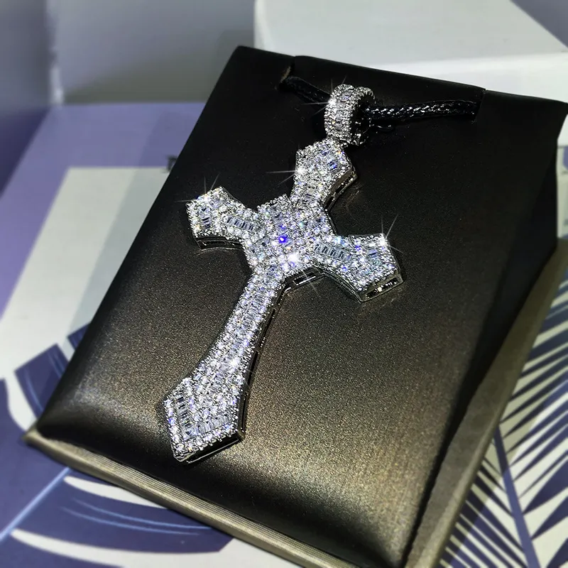 Kolyeler bling elmas taş çapraz kolyeler kolye platin kaplama erkek kadın sevgilisi hediye dini mücevher