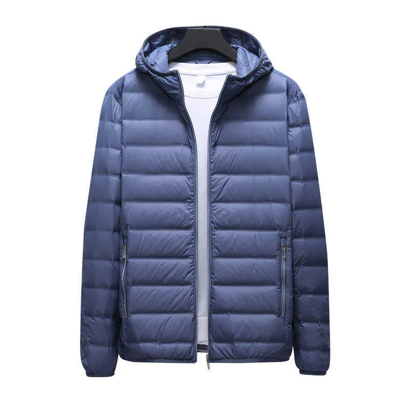 Heren Down Parkas Spring Jacket Puffer Lichtgewicht Demi-seizoen Ultra lichte echtgenoot winter groot formaat 7xl 8xl witte eend kap kap mannelijk G220930