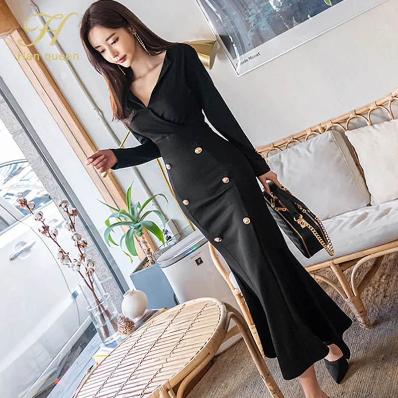 Work Dresses H Han Queen Elegant Double Breasted Linen Mermaid Dress Women  Autumn Sheath Office Wear Ankle-Length from Dhgate Work Dresses - price  66.69