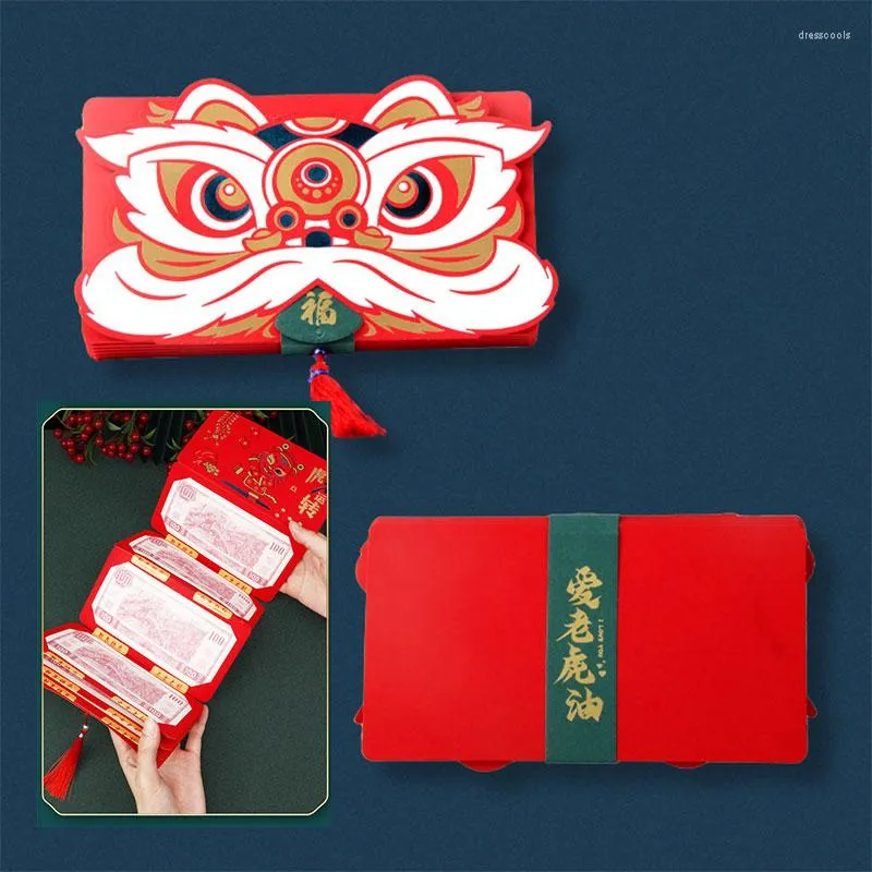 Cartes de voeux 2022 année du tigre paquet d'argent enveloppe rouge à trois volets fête du printemps cadeau décor chinois Hongbao