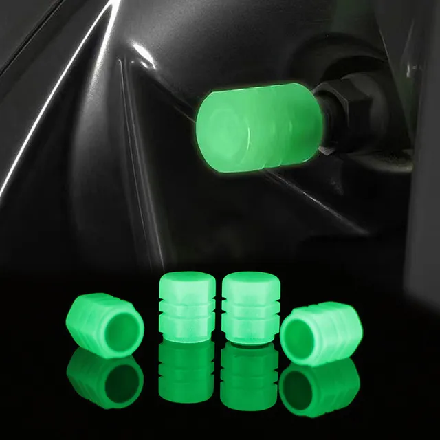 4 Universel Fluorescent Voiture Pneu Soupape Bouchon Lumineux Tige  Casquette