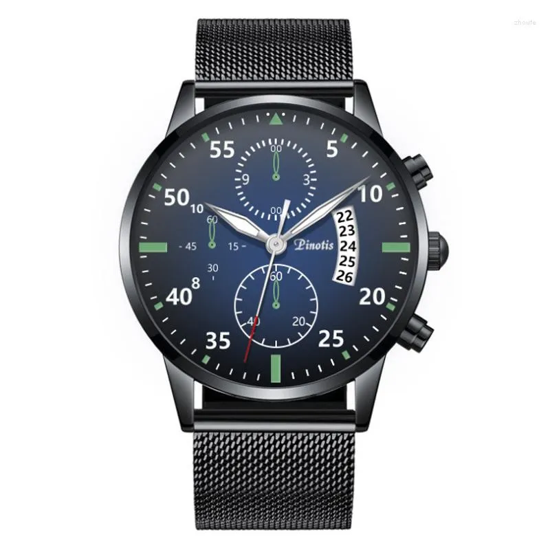 Wristwatches Men Watch Luxury Leisure Ultra-thin Calendar Quartz Watches Fashion Minimalist Stainless Steel Mesh Belt Clock Relogio