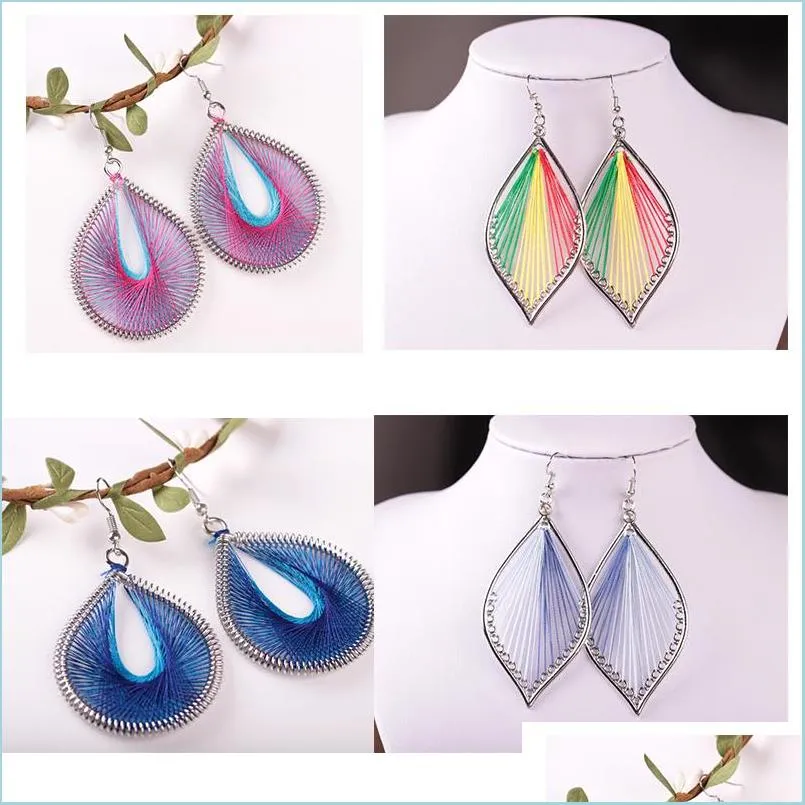 Charme Made Colorf Silk Thread Brincos Brincos para mulheres DIY Bohemian Creative Ethnic Girls Party Jewelry Drop Deliver