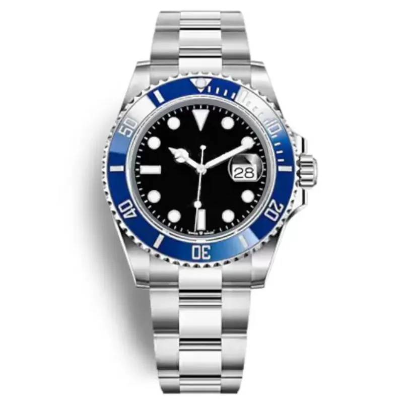 Män armbandsur Top Blue Ceramic Bezel Black Mens Mechanical rostfritt stål Automatisk rörelse Titta på Sport Självvind Casual Watches Designer Montre de Luxe