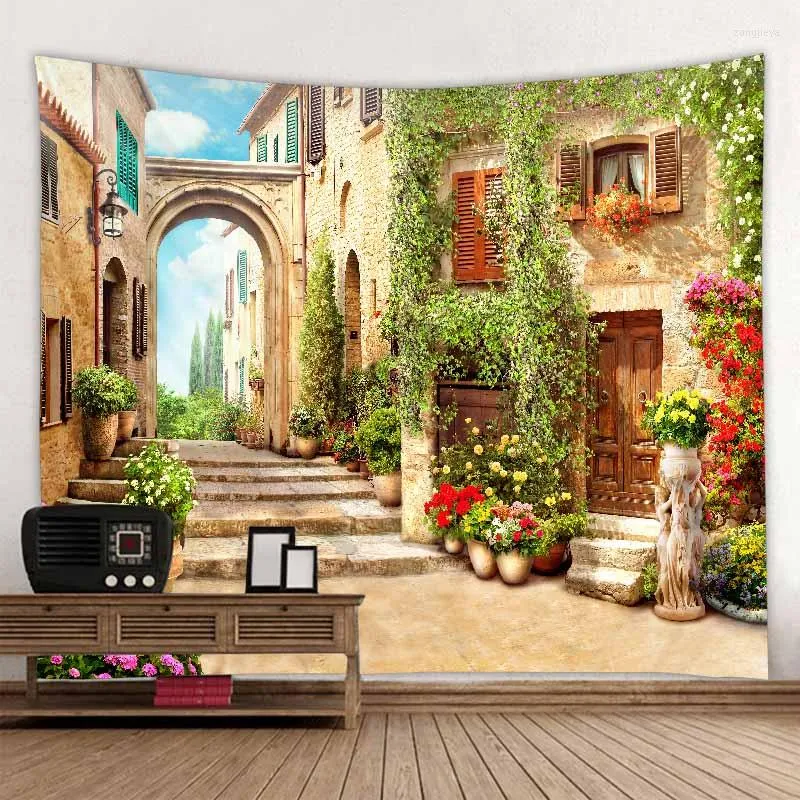 Tapestries Beautiful Ancient Architecture Print Wall Hippie Tapestry Landscape Home Decor Rug Carpets Hanging Big Couch Blanket Tapiz