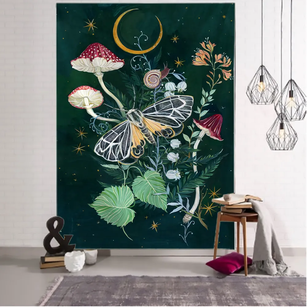 Tapestries Nordic Psychedelic Butterfly Tapestry Wall Hanging Bohemian Hippie Witchcraft Tarot Science Fiction Room Home Decor 221006
