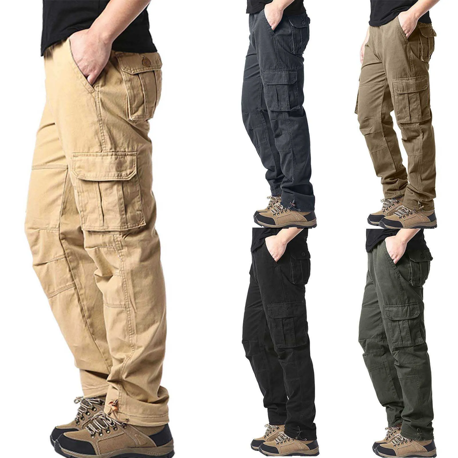 Pantalons pour hommes Hommes Casual Fashion Multi Pocket Zipper Boucle Mâle Cargo Outillage extérieur G220929