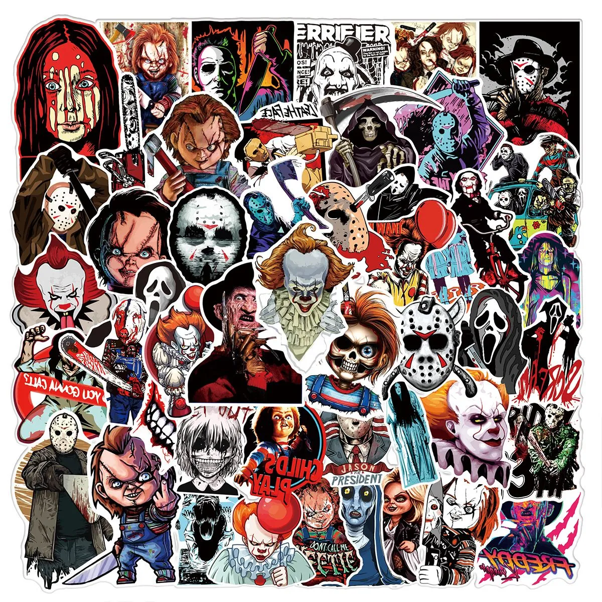 51 st Halloween skräckfilmsfigurer Thriller Killer Stickers Graffiti Barnleksak Skateboard bil Motorcykel Cykeldekal