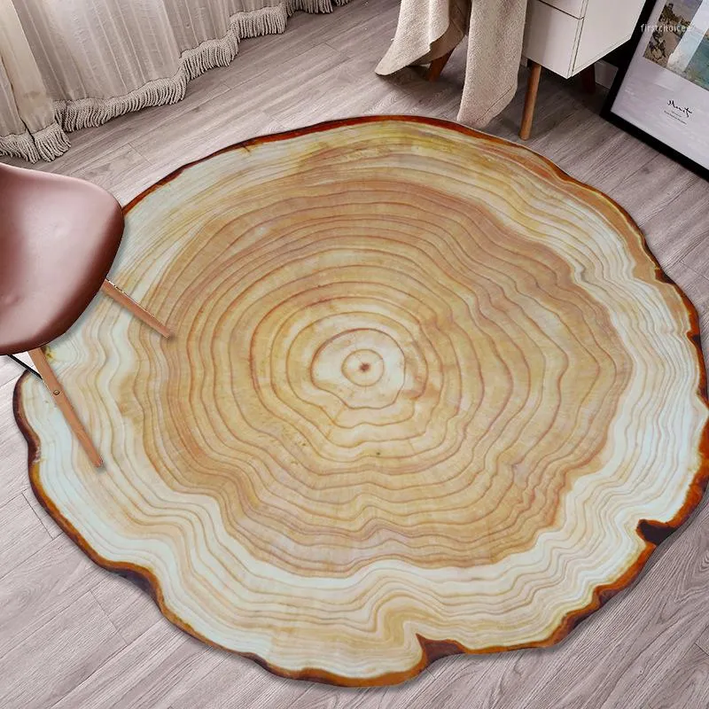 카펫 성격 둥근 나무 3D 프린트 링 홈 카펫 거실 커피 테이블 침실 침대 옆 부동 창문 안티 스키 머신 워시