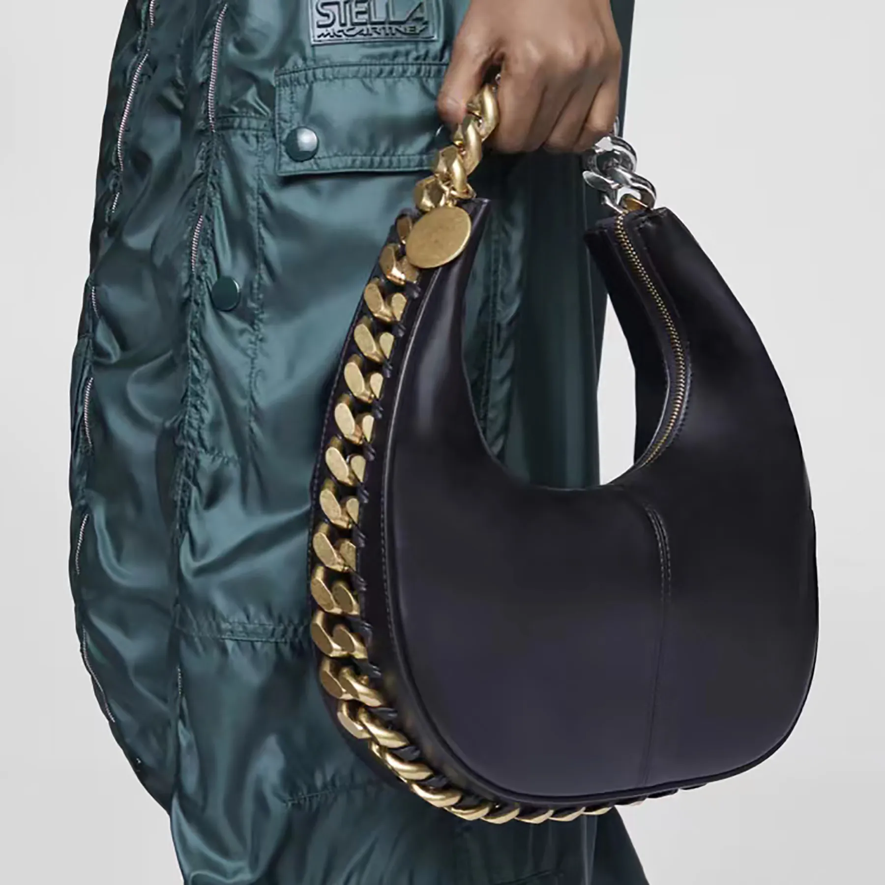 Stella Mccartney Frayme Petit sac à bandoulière zippé femme Frayme Medium Leather Lady Sac à main avec sac à main sacs hobo Designer de luxe or noir