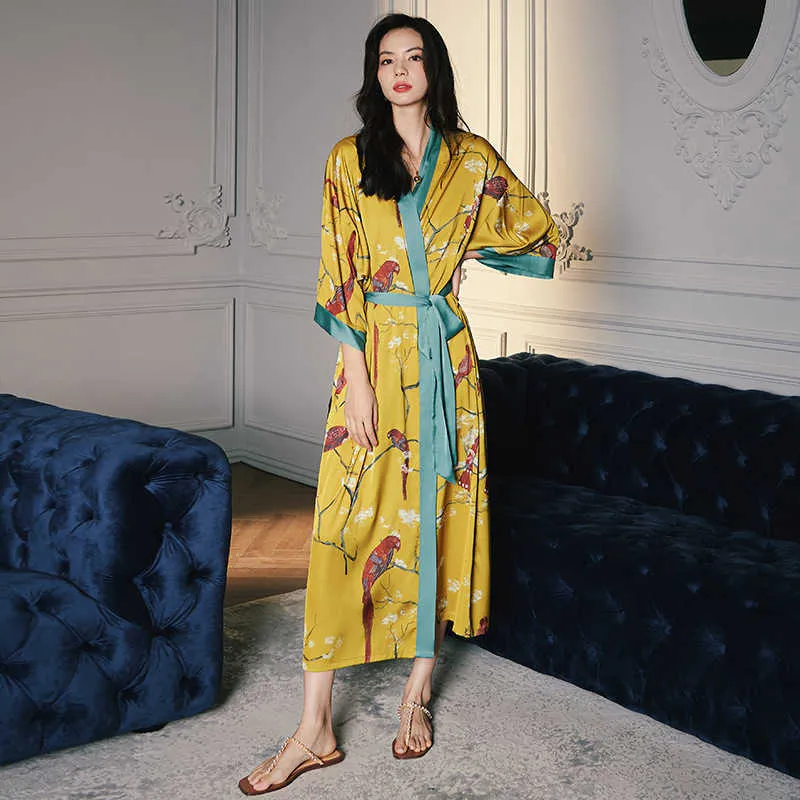 Women's Sleepwear Long Home Dressing Gown Women Casual Nightgown Kimono Bathrobe Gown Intimate Lingerie Summer New Sleepwear Home Clothing T221006