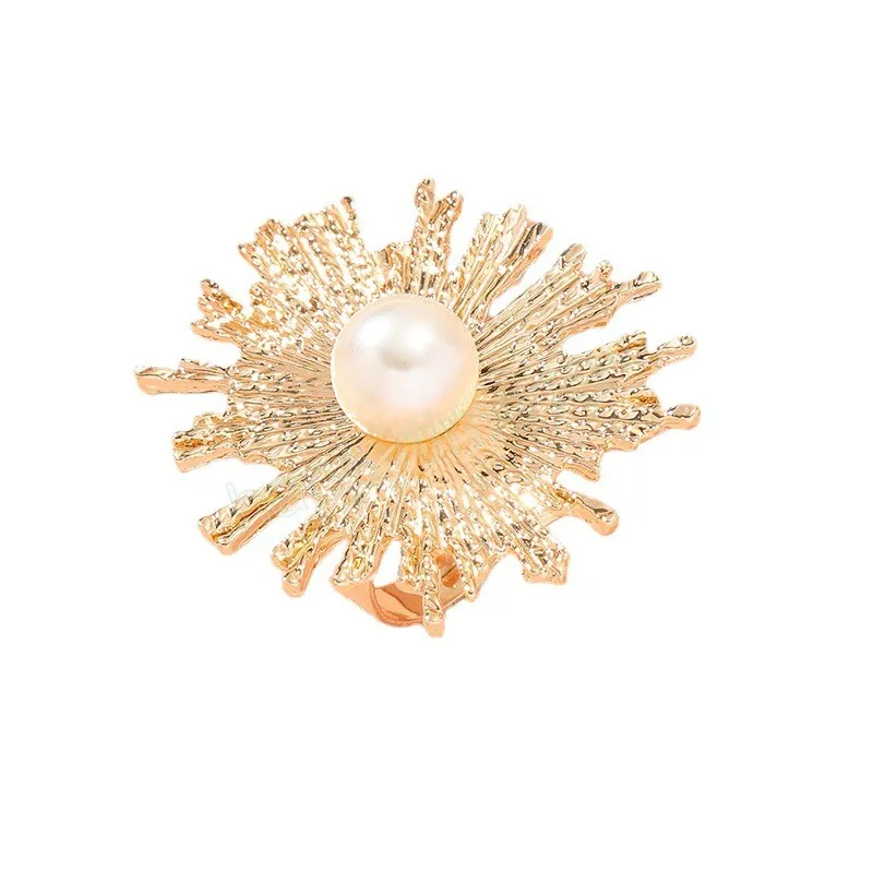 Anello di perle di fiori coreani donne Ragazza Anello di dito di apertura regolabile in oro Anello da sposa Regalo di gioielli feste di fidanzamento di nozze