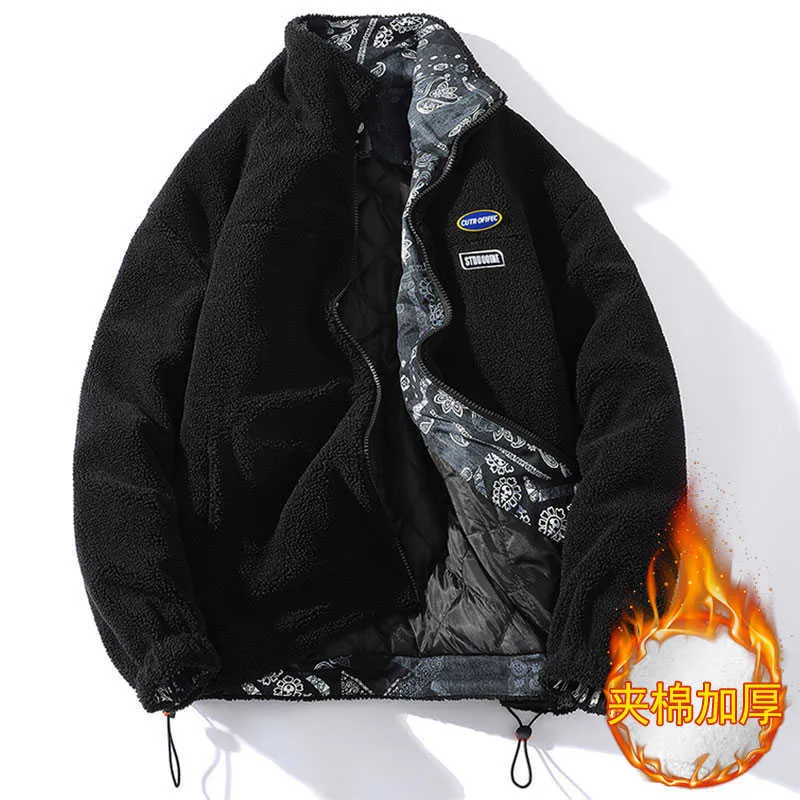 Jacken männer Übergroße Winter Fleece Gepolstert Männlichen Oberbekleidung Modische Mantel Schwarz Parka Männer Teenager Mann Herbst Y2210