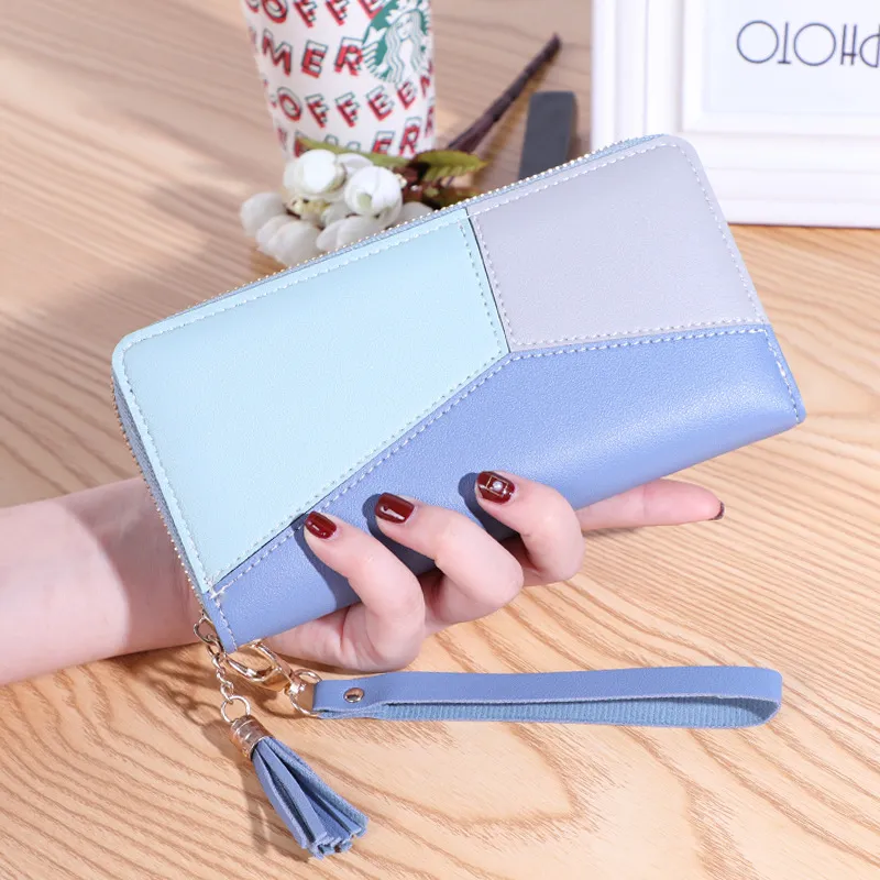 2022 Lady Long Wallet Korean Version Stitching Designer Purse Zipper Multi-kort Explosive Zero Wallet Wallet Card Bag