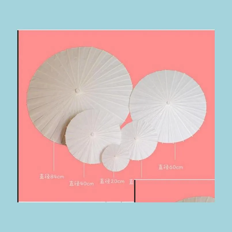 Parapluies Parasols de mariage Parasols en papier blanc Parapluie chinois mini artisanat 4 diamètre 20 30 40 60 cm pour vente en gros Drop Deliv Dhdsc