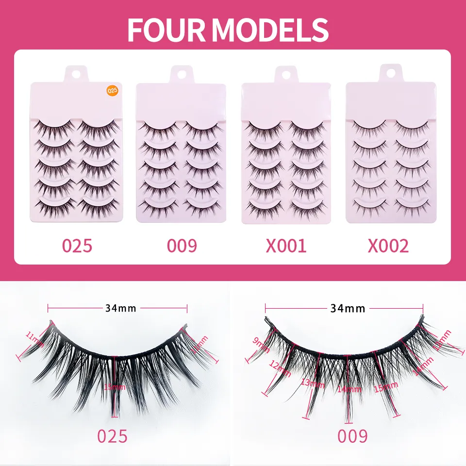 Manga Lashes Natural Look Anime False Eyelashes Individual Wispy Korean  Makeup Eye Lashes Clusters 10 Pairs Asian Chinese Japanese Fake Eyelashes  Pack