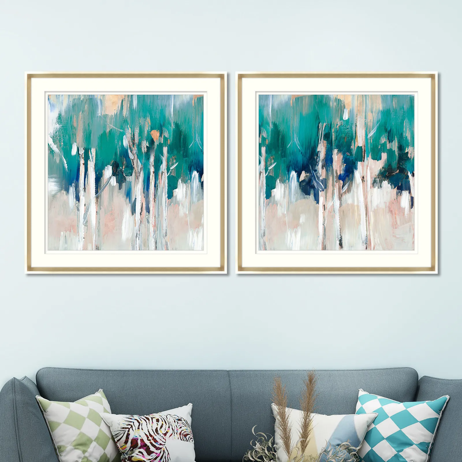 Paintings FB Abstract Tree Canvas Prints Teal Blue Oil Painting Wall Art Posters Modern Artwork For Living Room Bedroom 2 Pictures Decor 221006