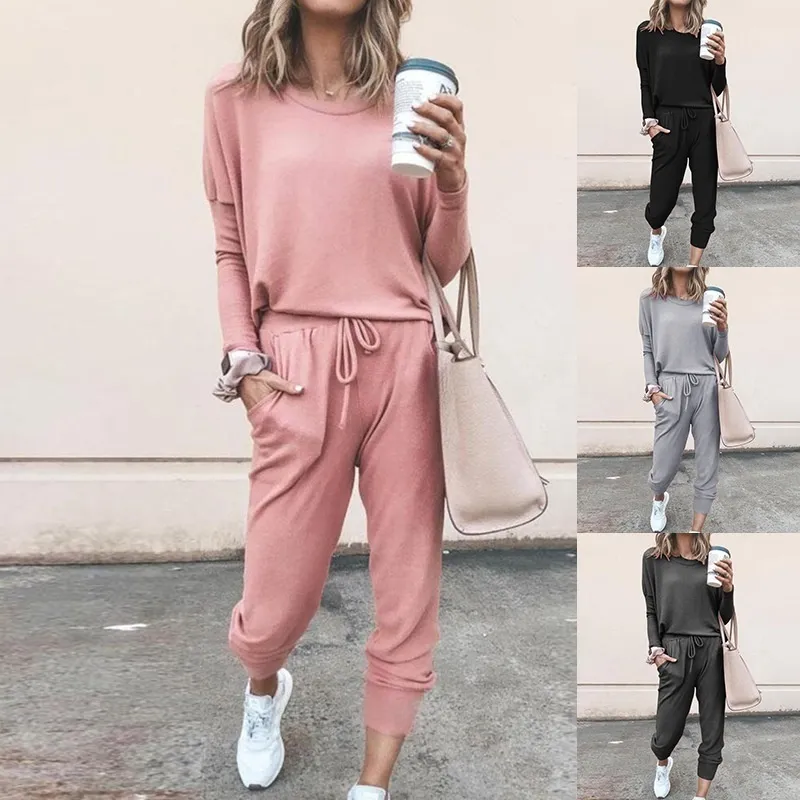 Women's Two Piece Pants Men's Tracksuits Autumn 2 Peice Set Women Fashion Elegant Pants s Female Casual Outfits Jogger Korean Sports Suit Black Cotton 221006