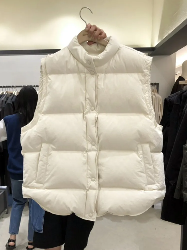 Kvinnors västar janveny vinter ärmlösa kvinnor ner väst 90 anka ner puffer fjäder midja ultralätt winderproof kvinnlig gilet 221007