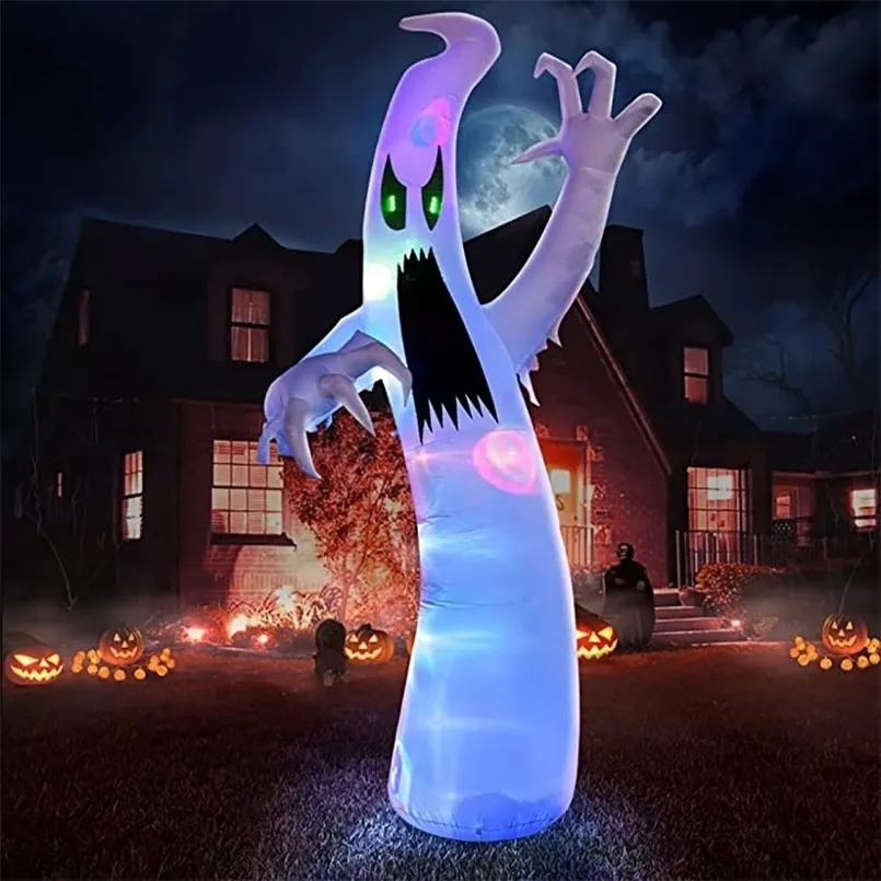 Outros suprimentos de festa de eventos 240cm Halloween Ghost Scary Inflatable com alteração de cores Led Home Garden Courtyard Decoração de adereços brilhantes 221007