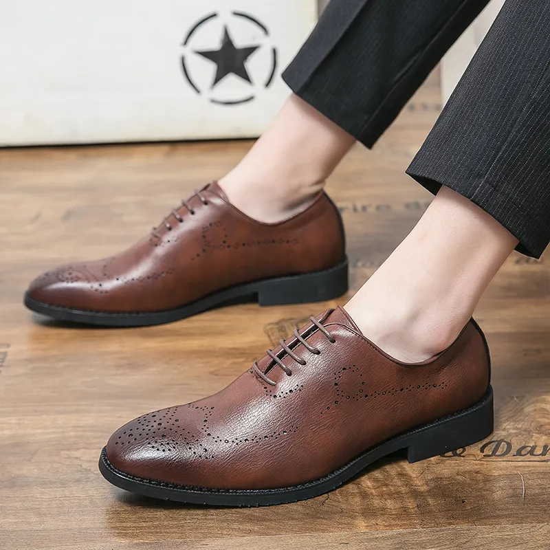 MensVegan Oxford Mens Dress Shoes With Pointed Toe And Lace Up Design