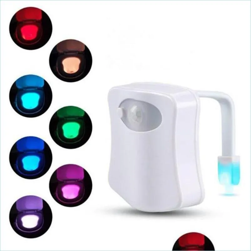 Lampada da parete Toilette Luce notturna Lampada a led Bagno intelligente Movimento umano attivato 8/16 colori Matic Retroilluminazione per servizi igienici Luce Bdesybag Dhayz