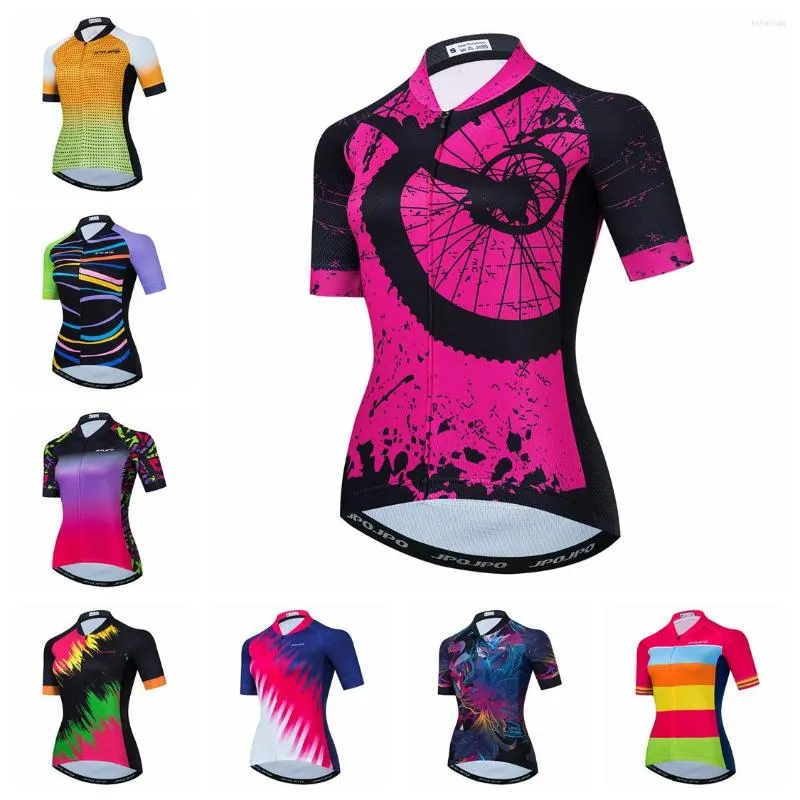 Racing Vestes Maillot De Cyclisme Femmes Vélo Chemises À Manches Courtes Femme VTT Top Vélo Vêtements Montagne Route Uniforme D'été Rouge Respirant