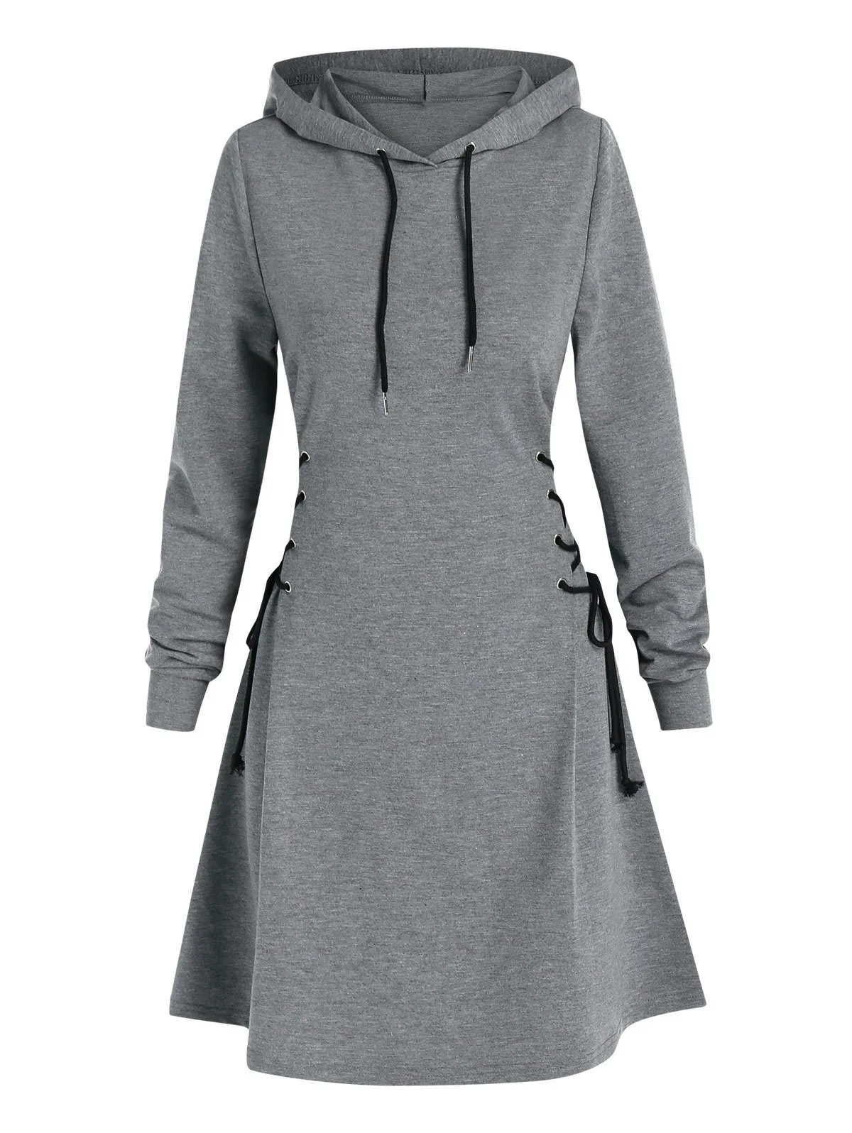 Lace up top hoodie dress