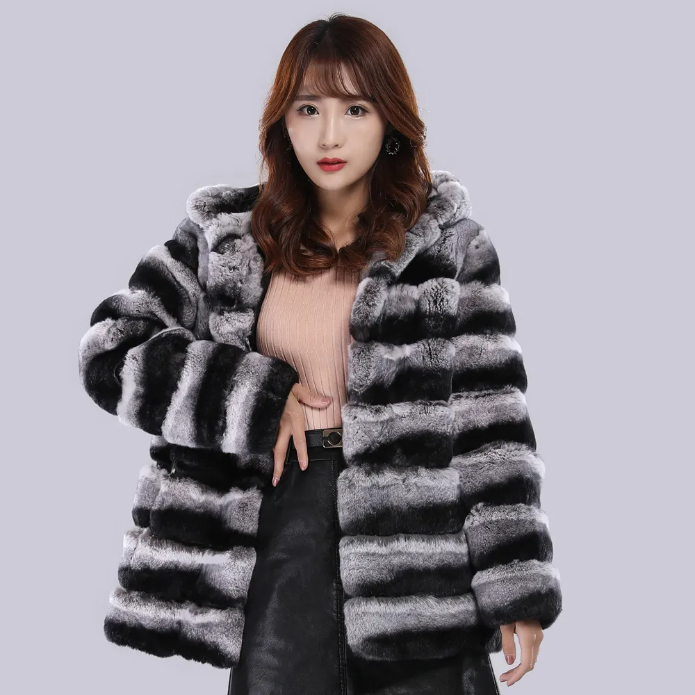 Pur Fuux Lady Lady Genuine Real Rex Rabbit Capeled Coat Women Women Women Quality Natural Warm Lowerwear 221006