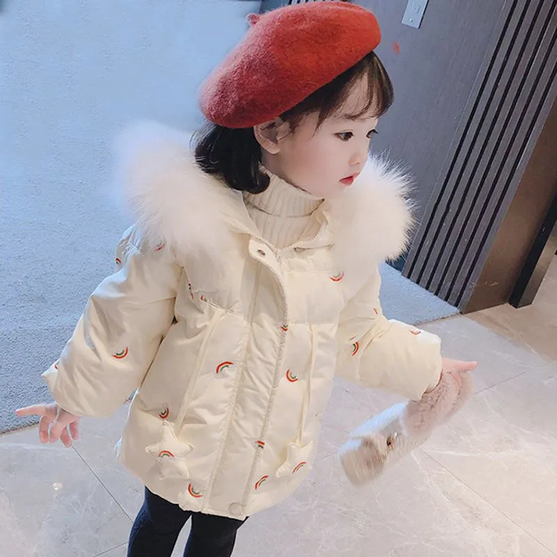 Manteau en duvet filles col en fourrure épaissir chaud à capuche canard blanc Style coréen saveur étrangère hiver vêtements d'extérieur 2 7 T 221007