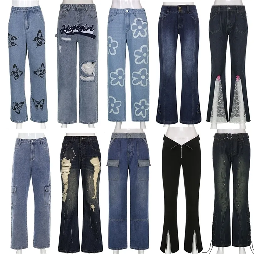 Jeans da donna Y2k Mom Pantaloni larghi Cargo Donna Streetwear Abiti vintage Moda coreana Fata Grunge Fairycore Estetica Jean 221007