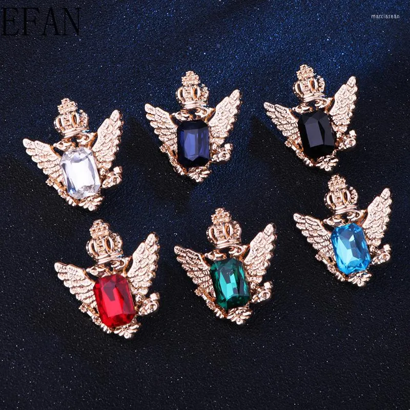 Broschen Vintage Winkel Flügel Doppel Adler Abzeichen männer Retro Anzug Mantel Strass Brosche Schmuck Luxus Metall Pins Und Für Frauen