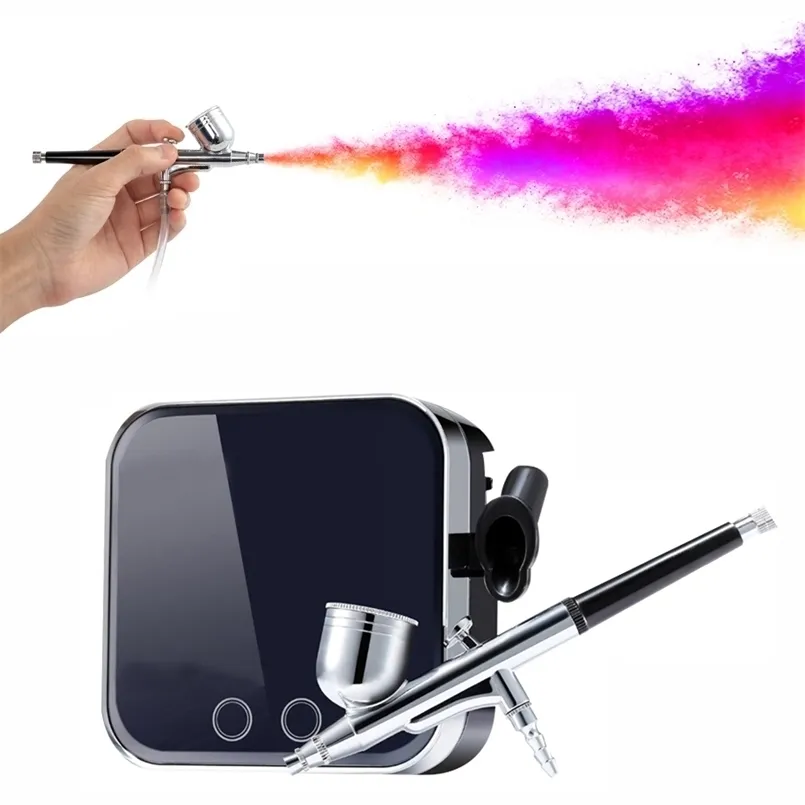 Spray Guns 0.3mm 7CC Airbrush Kit Single Power Compressor Portable Touch Machine Air Brush Use For Tattoo Body Paint Tool acrylic Nail Art 221007