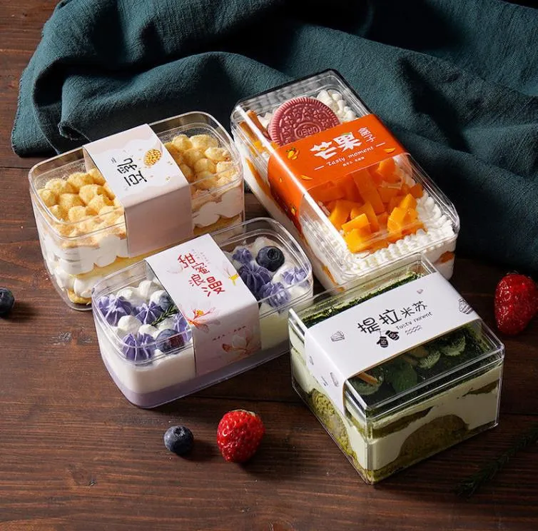 Квадратная овальная прозрачная коробка для торта одноразовая прозрачная мусс-пирог с сыром Tiramisu десерт печень