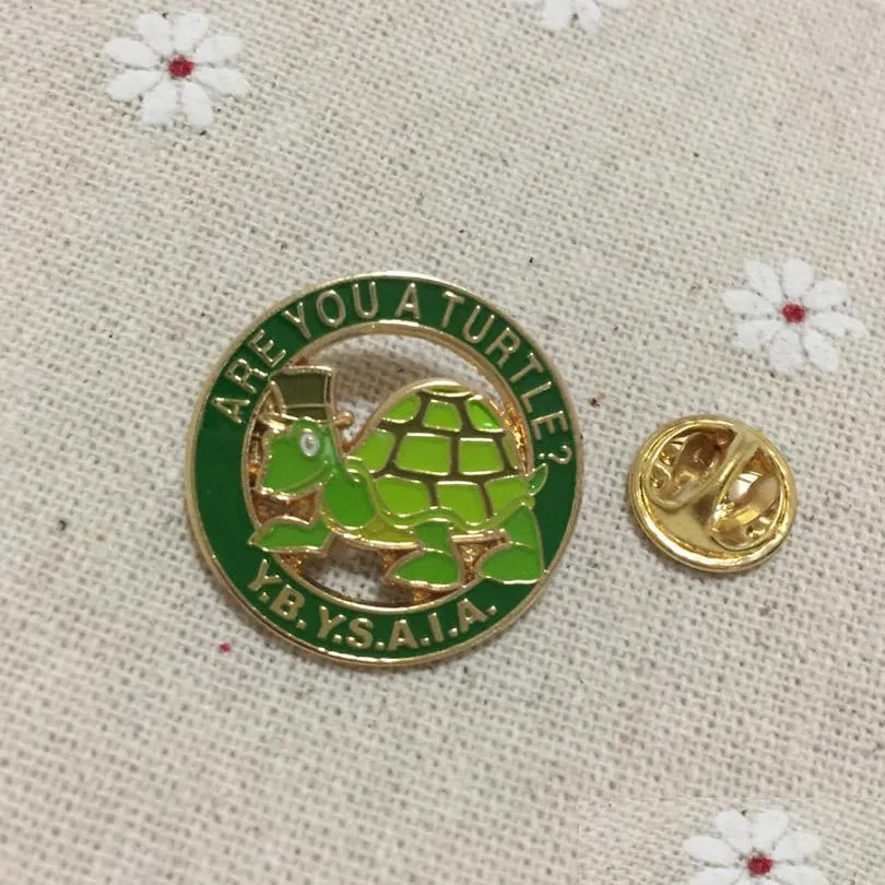 Pins Brooches 100Pcs Custom Masonic Lapel Pin Green Brooches Are You A Turtle Mason Metal Craft Badges For Masonry Charity Drop Deli Dhbvi