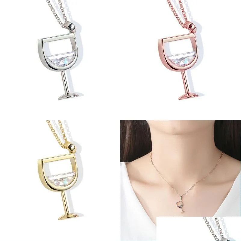 Hanger kettingen wijnglas hang ketting zirkoon glanzende prachtige nieuwe vormige mode sieraden vrouw kettingen cadeau 4 7PL k2 drop dhtka