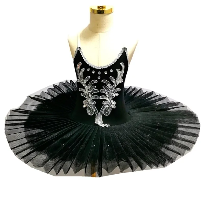 Salia tutu de balé preto da Dancewear para crianças de cisne do lago infantil Kids Belly Dance Darne Stage Performance Dress 221007