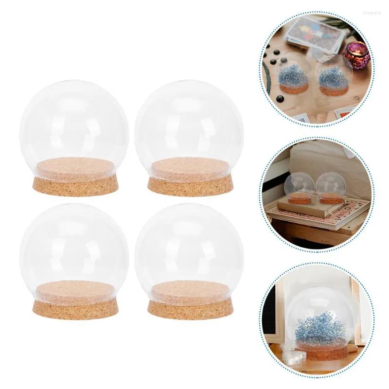 Storage Bottles Glass Cover Dome Decor Landscape Flower Craft Micro Cork Desktop Preserved Transparent Clear Base Vase Creative