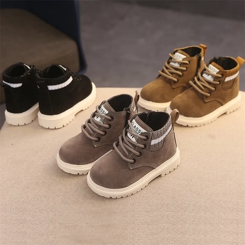 Boots 2 Style Inside Material Plush Kids Winter Cotton Fabric Spring Autumn Children Shoes Baby Toddler Boys Girls C10012 221007