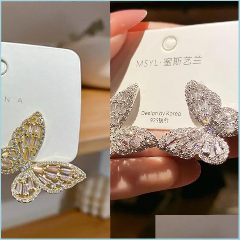 Stud New Luxury Fashion Round Korean Stud Earrings For Women Big Butterfly Gold Earring Jewelry 64 D3 Drop Delivery 2021 Bdehome Dhbru