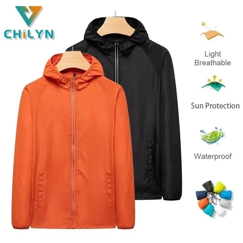 Women's Jackets CHILYN Men's Hiking Camping Waterproof Jacket Women Reflective Sun Protection Clothing Unsiex Large Size Outdoor Windbreakers 221006