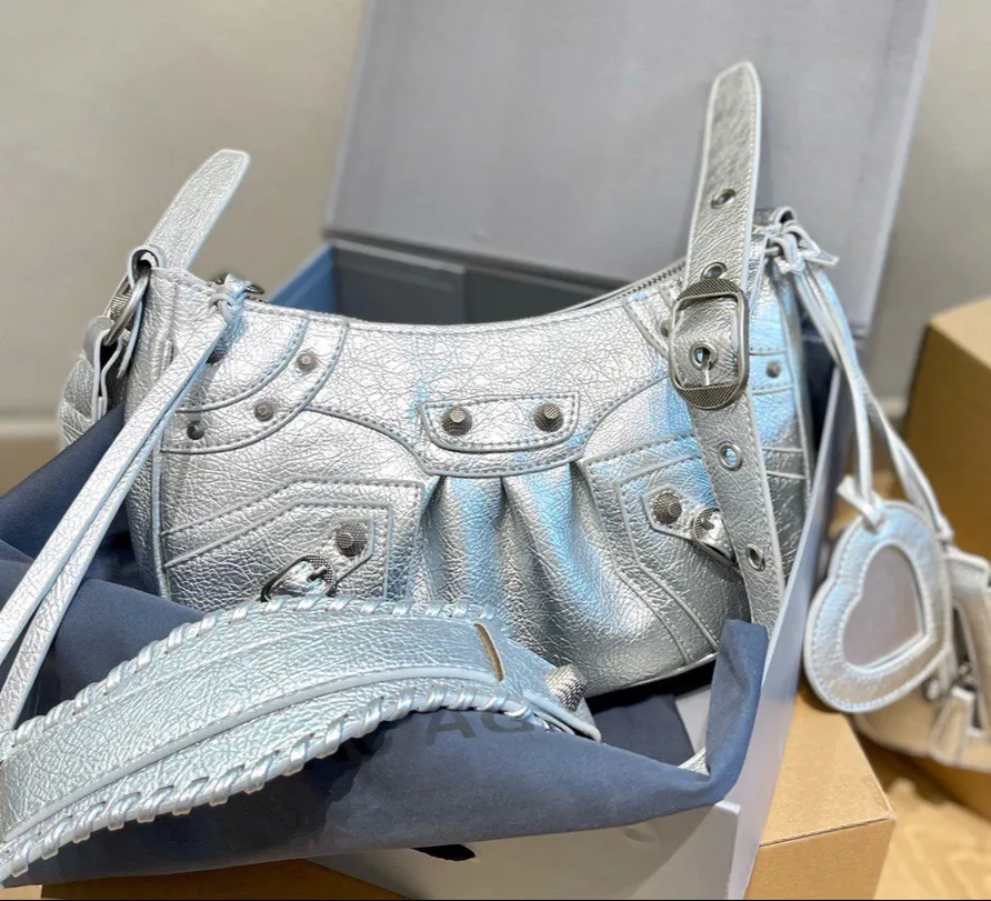 EGO Texas Shoulder Bag In White Faux Leather Women Designer Motorcycle