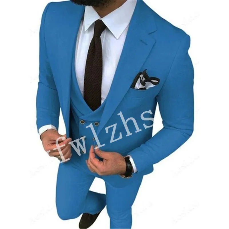 Tuxedos de mariage un bouton hommes costumes garçons d'honneur cran revers marié smoking mariage/bal homme Blazer veste pantalon gilet cravate W1118