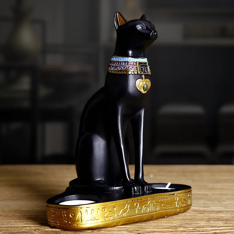 Andere thuisdecoratie Europese stijl Creative Resin Egyptische katten ornament God Living Room Studie Office Desk Decoratieve kandelaar 221007