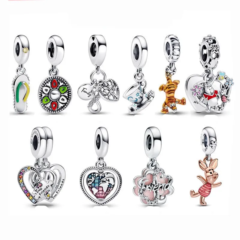 925 Silver Charms Beads Smycken DIY Original för Pandora Pendant Damarmband Tigger Globe