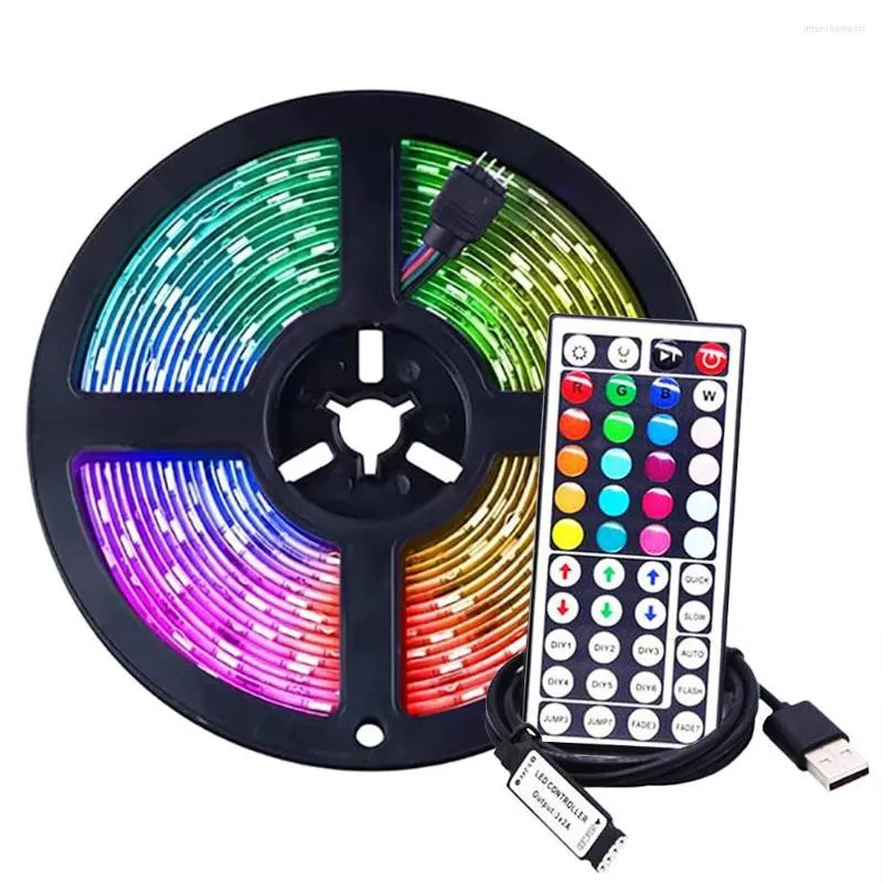 Remsor 5m 10m RGB LED -remsa Ljus USB SMD -lampor 0,5/1/2/3M -band med fj￤rrkontroll Holiday Wall Room TV Backlight Waterproof