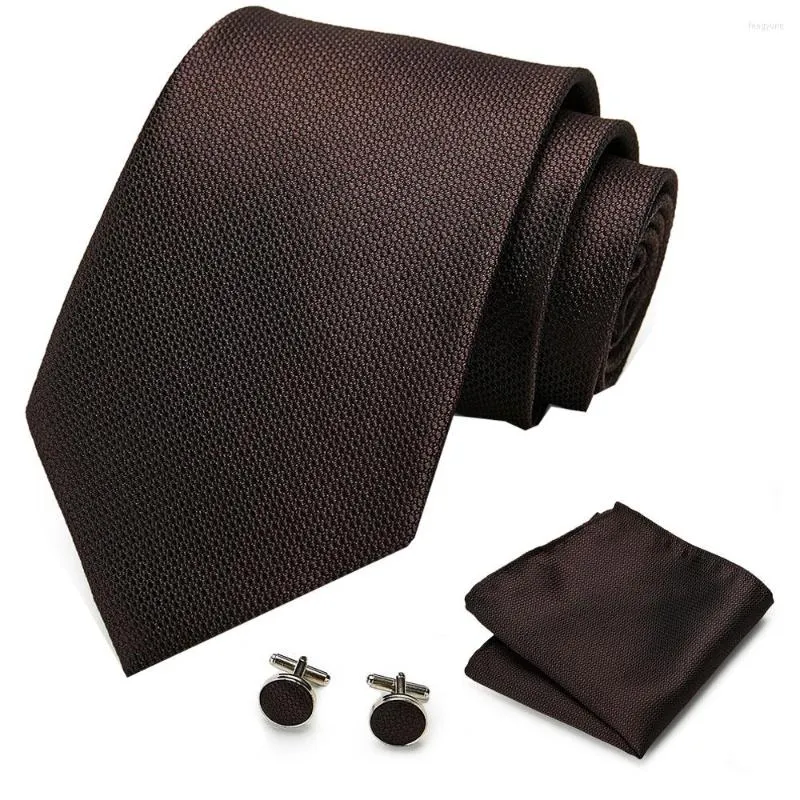 Bow Ties Brown Tie Sets Design for Men Plaid Dot Paisley zakdoek manchetknopen Zakelijke bruiloft nek